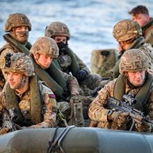 Royal Marine Commandos launching and recovering small boats