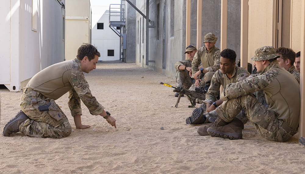 Royal Marines from Charlie Company conducting urban training at the Marine Air Ground Combat Training Centre at 29 Palms, California. 