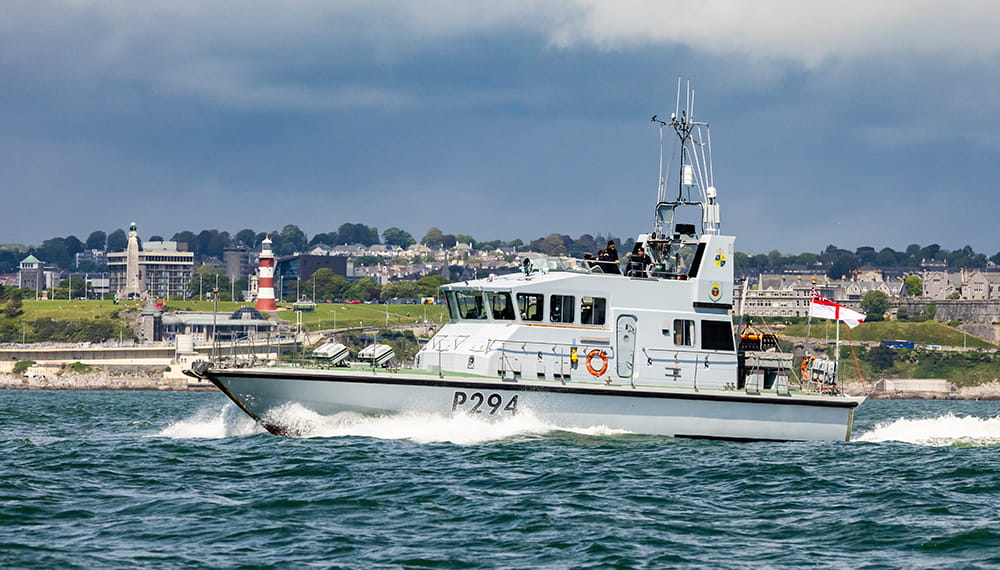 P2000 Archer Class Fast Inshore Patrol Craft, HMS Trumpeter at sea around Plymouth Sound