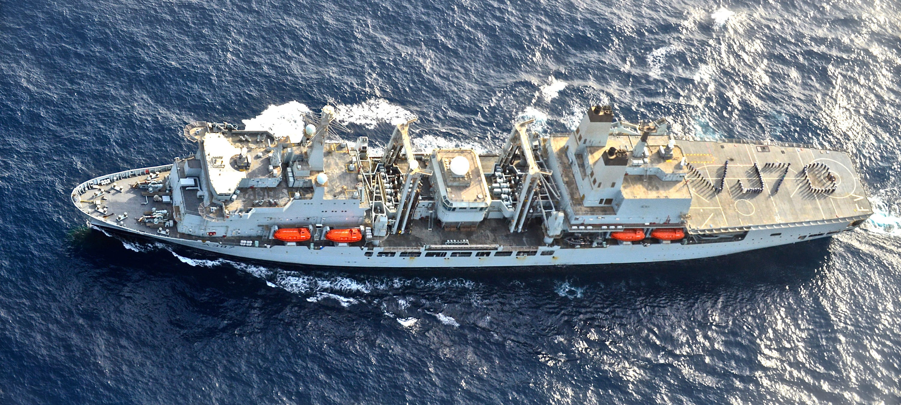 RFA Fort Victoria photgraphed from the air