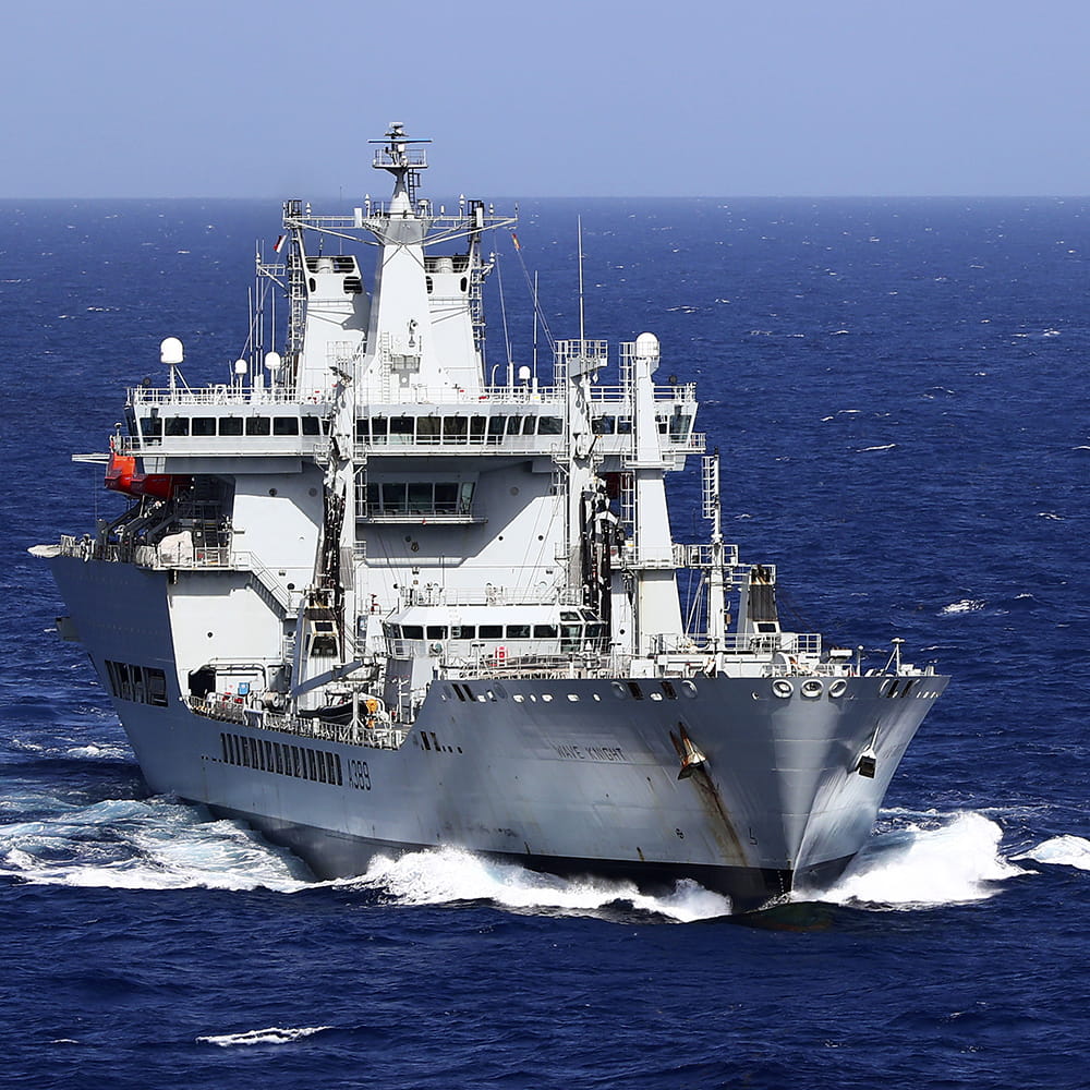 RFA Wave Knight travels through blue waters