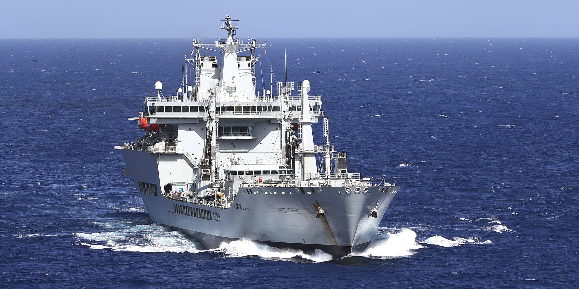 RFA Wave Knight carried out a Replenishment at Sea (RAS)