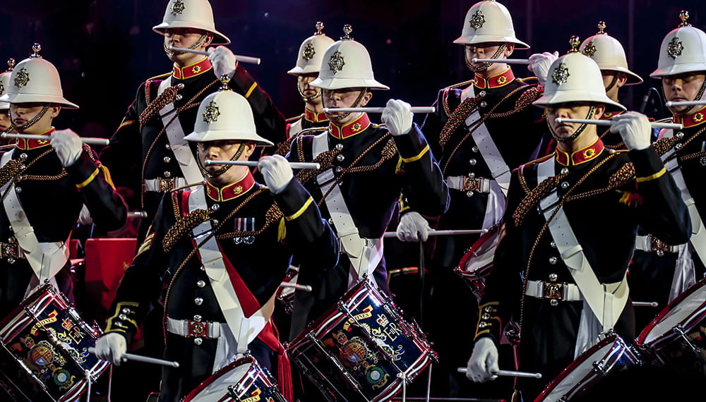 Close up of Royal Marines Band performing at the Royal Albert Hall