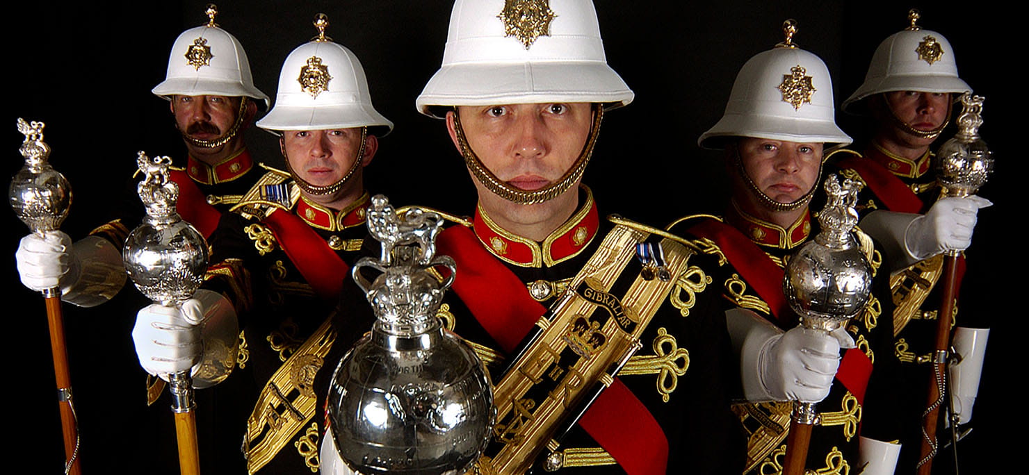 Five Royal Marine Drum Majors