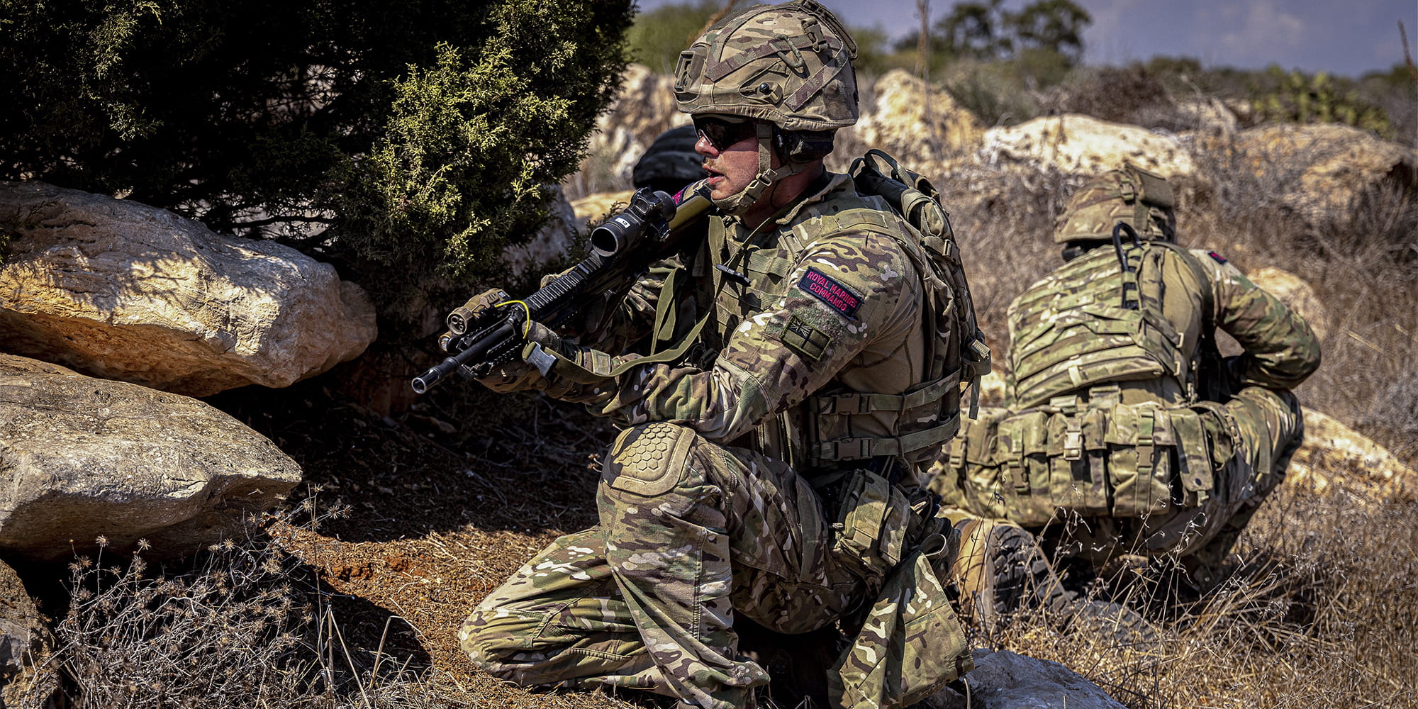 A Royal Marines Commando During live firing in Cyprus