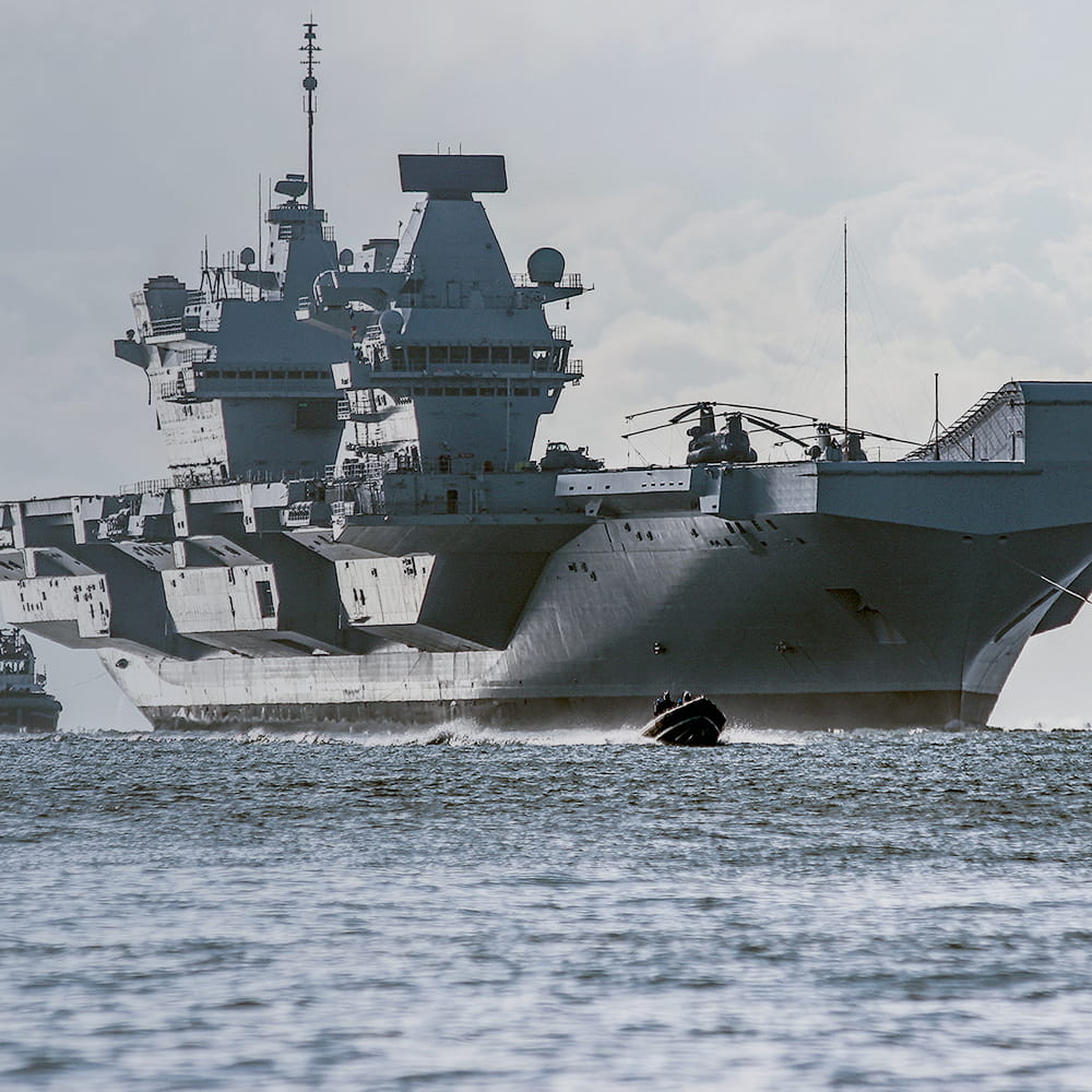 HMS Queen Elizabeth returns from sea trials to Portsmouth